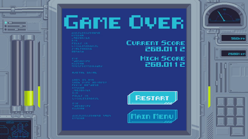 Star Charger game over screen